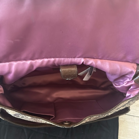 Coach Chelsea Flap Embossed Python Rich Chocolate Brown leather & Suede 18215 - Picture 11 of 15